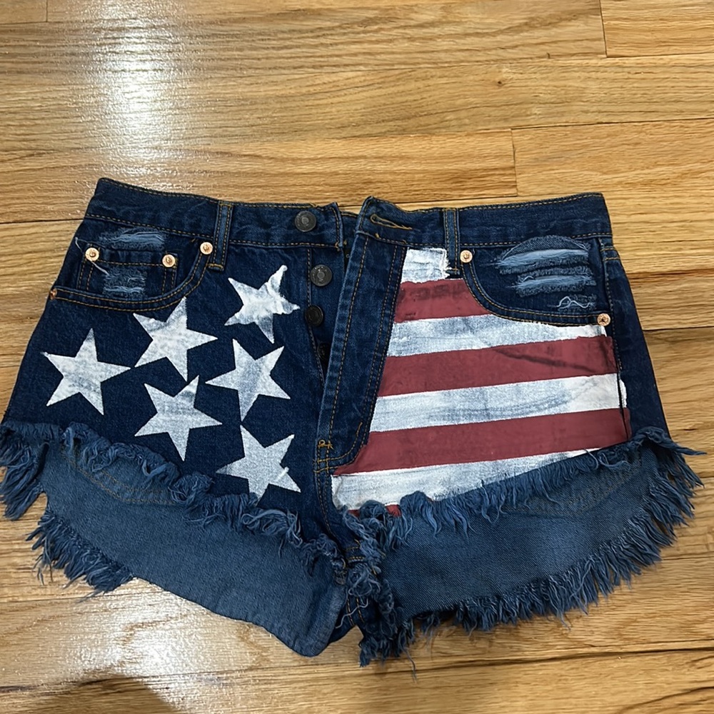 American flag Memorial Day Jean shorts women medium